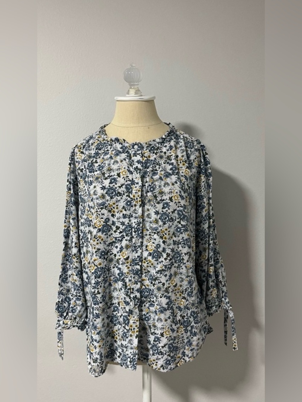 Loft Blue Floral Button Up Blouse